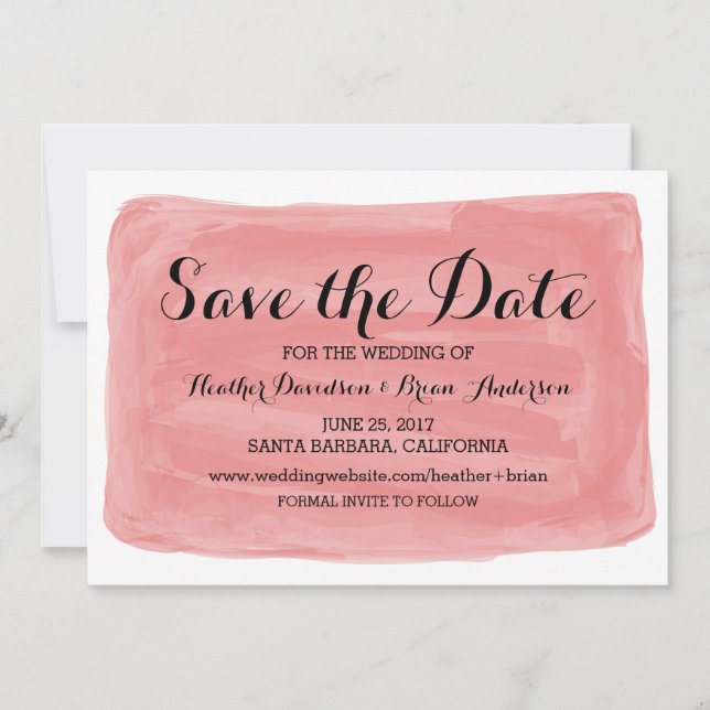 Red Watercolor Save the Date Invite (Front)