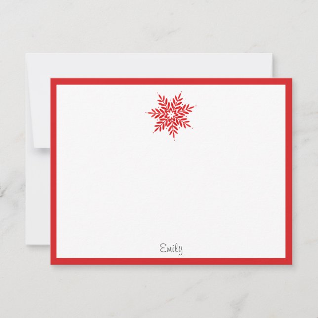 Red Watercolor Snowflake   Note Card (Front)