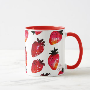 Red Watercolor Strawberries Elegant Personalized Mug