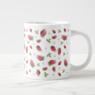 Red Watercolor Strawberries Giant Coffee Mug
