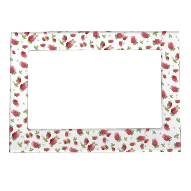 Red Watercolor Strawberries Magnetic Frame (Front)