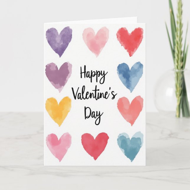 Red Watercolor Valentines Card (Front)