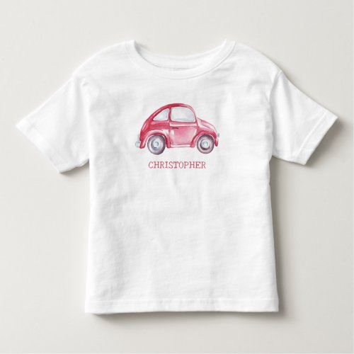 Red Watercolor Vintage Retro Buggy Bug Car Toddler T_shirt