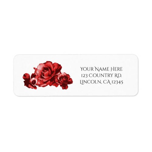 Red Watercolor Vintage Roses Wedding Invitation Label