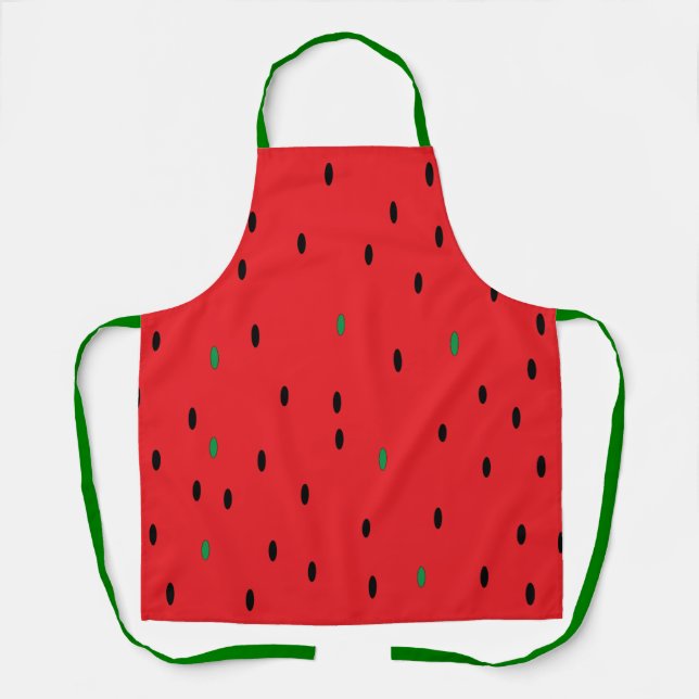Red Watermelon Background Apron (Front)