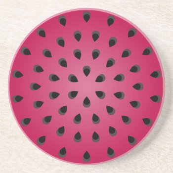 Red Watermelon Chunk With Seeds Drink Coaster by mystic_persia at Zazzle