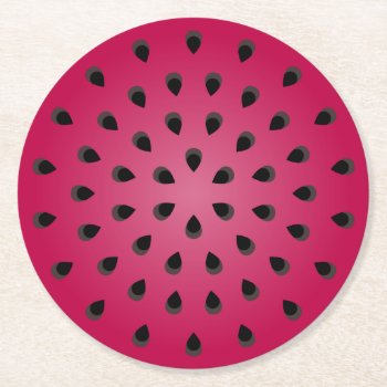 Red Watermelon Chunk With Seeds Round Paper Coaster by mystic_persia at Zazzle