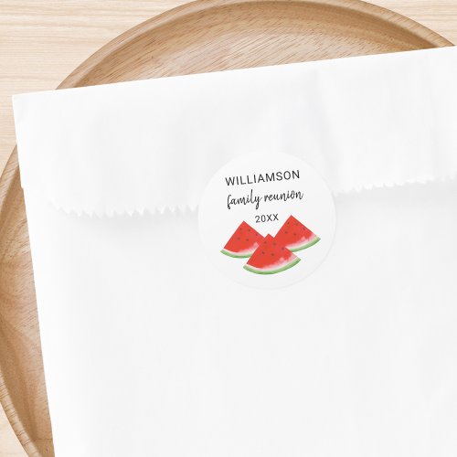 Red Watermelon Family Reunion Classic Round Sticker