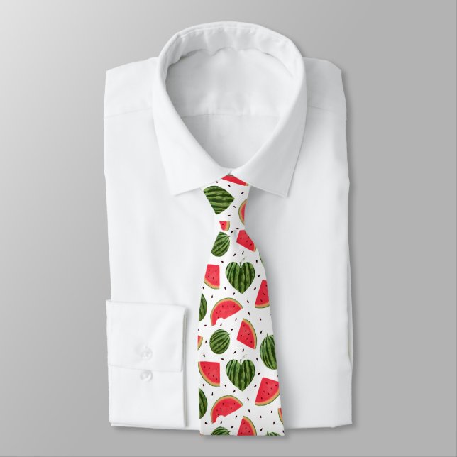 Red Watermelon Pattern Neck Tie (Tied)
