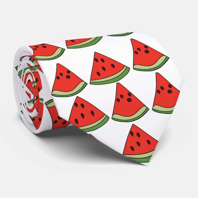 Red Watermelon Slices Neck Tie (Rolled)