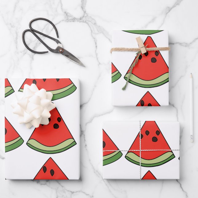 Red Watermelon Slices  Wrapping Paper Sheets (Front)