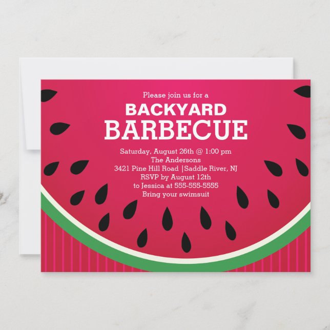 Red Watermelon Summer BBQ Invitation (Front)