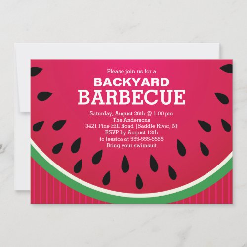 Red Watermelon Summer BBQ Invitation