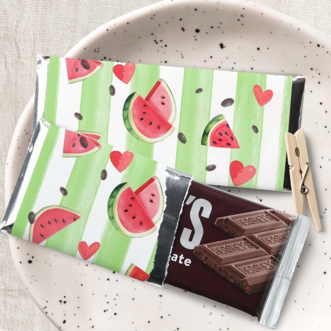 Red watermelon, summer birthday fruit candy hershey bar favors (Creator Uploaded)