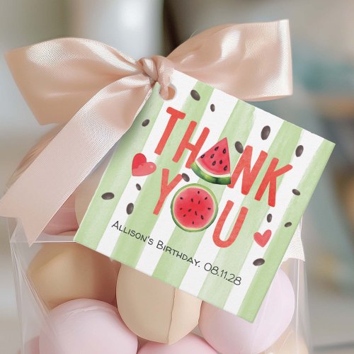 Red watermelon Themed Summer Birthday Thank You Favor Tags