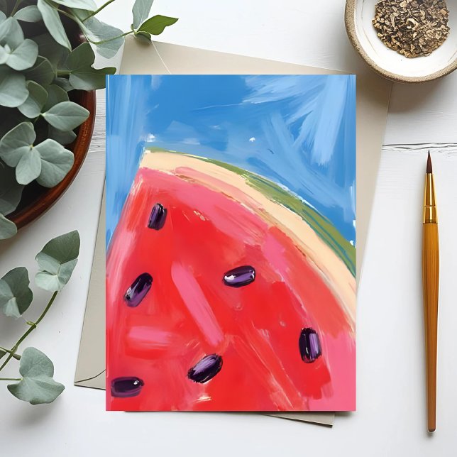 Red Watermelon | Watercolor Fruit Painting Postcard (Creator Uploaded)