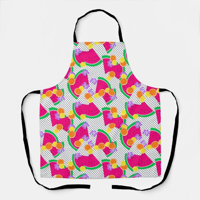 Red Watermelon Yellow Lemons Tropical Apron (Front)