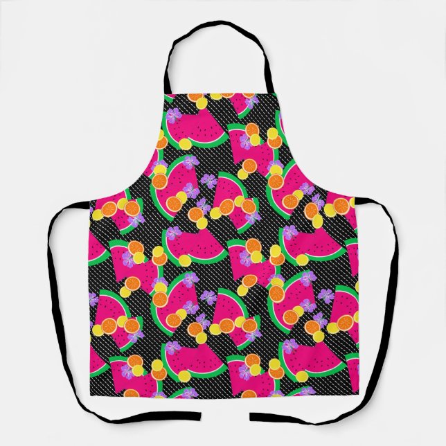 Red Watermelon Yellow Lemons Tropical Apron (Front)