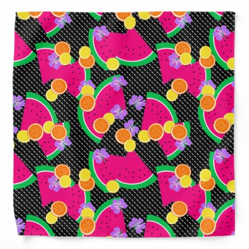 Red Watermelon Yellow Lemons Tropical Bandana