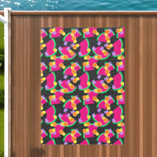 Red Watermelon Yellow Lemons Tropical Outdoor Rug
