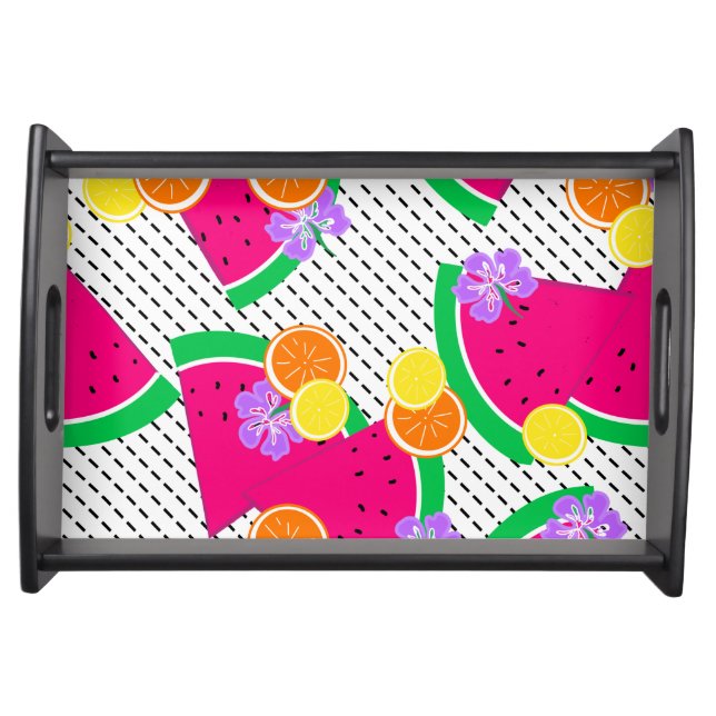 Red Watermelon Yellow Lemons Tropical Serving Tray (Front)