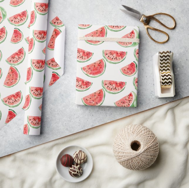 Red Watermelons Fruit Birthday Wrapping Paper (Crafts)
