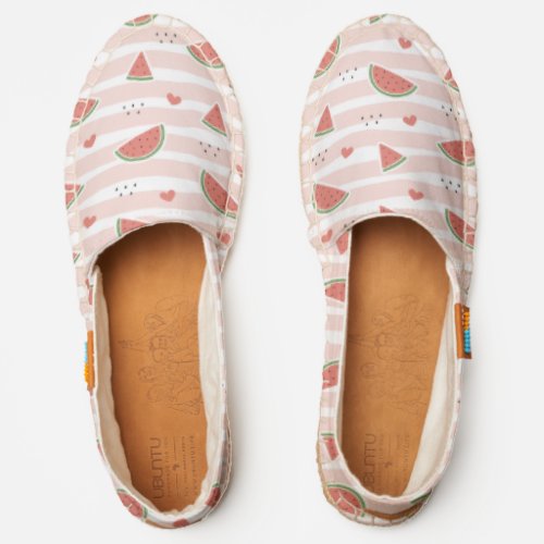 Red Watermelons Hearts Stripes Summer Pattern Espadrilles