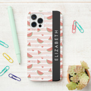 Red Watermelons, Hearts, Stripes, Your Name iPhone 12 Pro Case