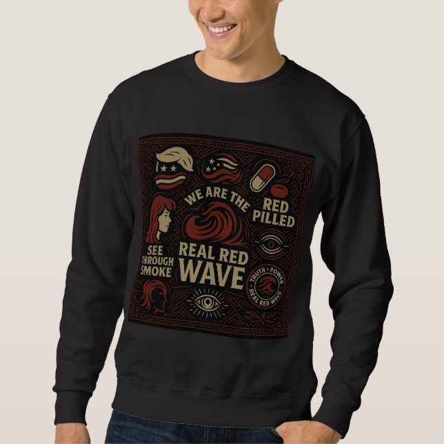 Red Wave collage crew neck Sweatshirt (Front)