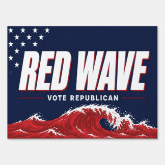 Red Wave Patriotic American Flag Sign
