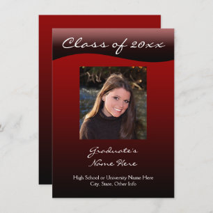 Red Wave Photo Graduation Announcement