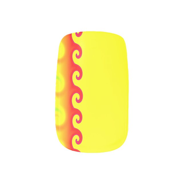 Red Waves Minx Nail Art Decals (Left Thumb)