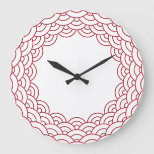 Red Waves "Seigaiha" WAGARA Large Clock