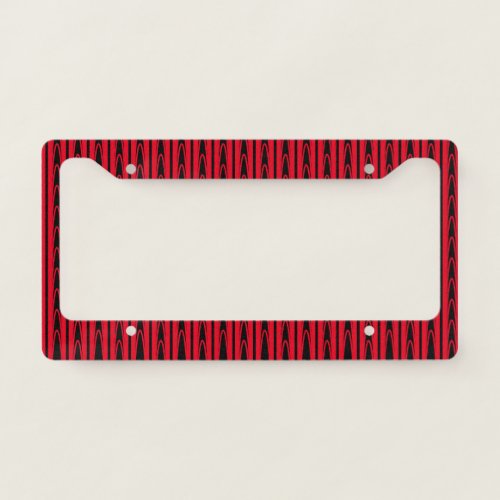 Red Waves Stripes Abstract Patterns Black Stylish License Plate Frame