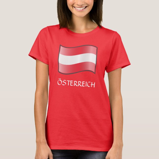 RED Waving Austria Flag "Österreich" T-Shirt  (Front)