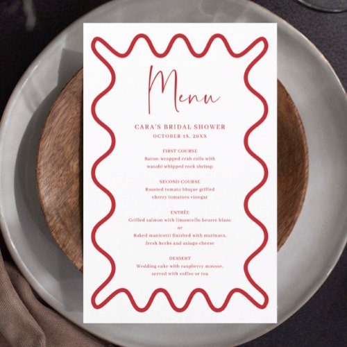 Red Wavy Border menu card with name