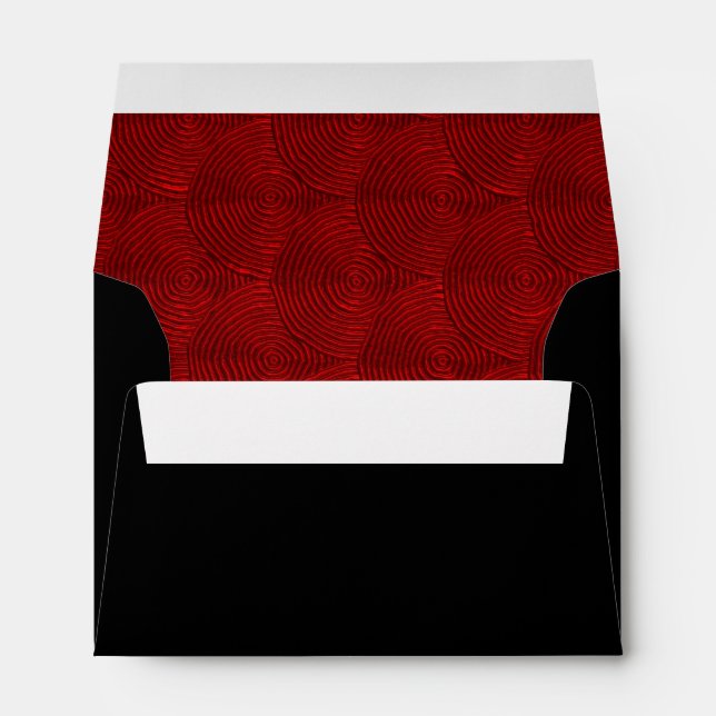 Red Wavy Circles Liner Fancy Black Envelopes (Back (Bottom))