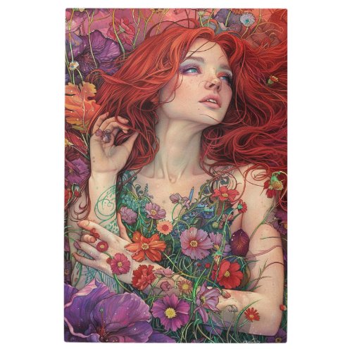  Red Wavy Hair  Woman SC4 Esoteric Goddess  Metal Print