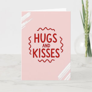 Red Wavy Hugs Kisses Card