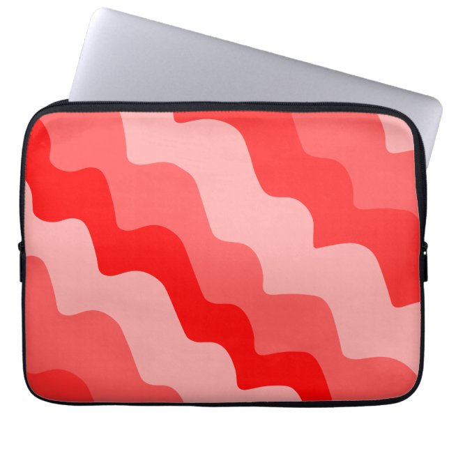 Red wavy ocean waves gradient  laptop sleeve (Front)
