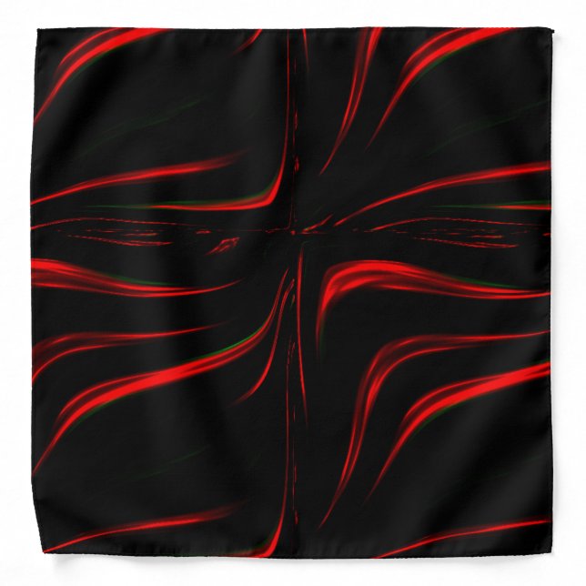 Red wavy traces in black background. bandana (Front)