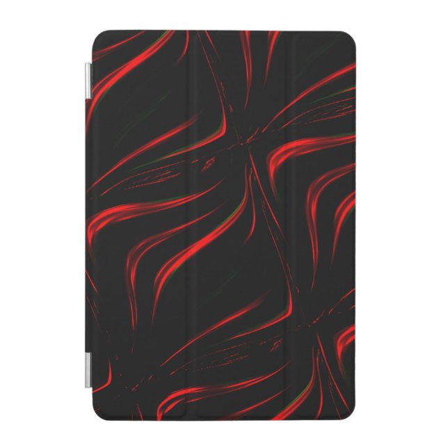 Red wavy traces in black background. iPad mini cover (Front)