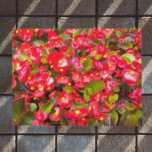 Red Wax Begonias Floral Doormat