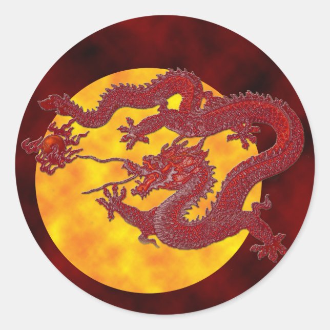 Red Wax Dragon Classic Round Sticker (Front)