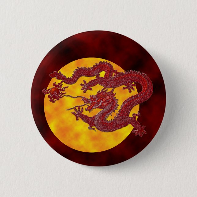 Red Wax Dragon Pinback Button (Front)