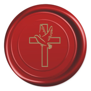 Red Wax Envelope Seal Cross Dove Religious