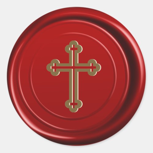 Red Wax Envelope Seal Gold Cross Religious