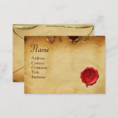 RED WAX SEAL ANTIQUE PARCHMENT Monogram Business Card (Front/Back)