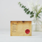 RED WAX SEAL ANTIQUE PARCHMENT Monogram Business Card (Standing Front)