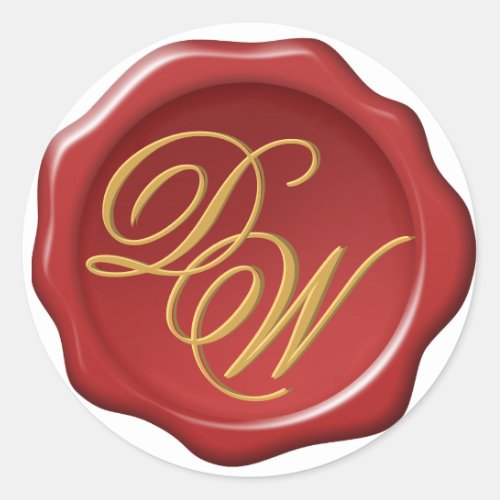 Red Wax Seal Gold Yellow Monogram Calligraphy